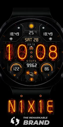 Скриншот 1 — Nixie Digital Watch Wear OS