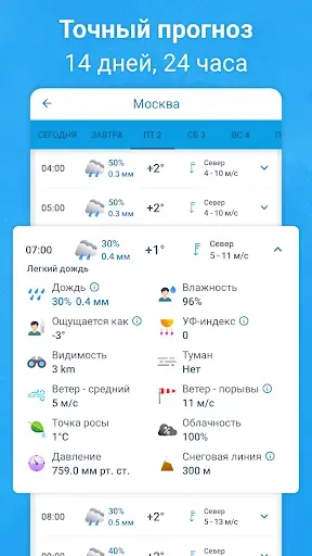 Скриншот 3 — Погода 14 дней - Метеоред