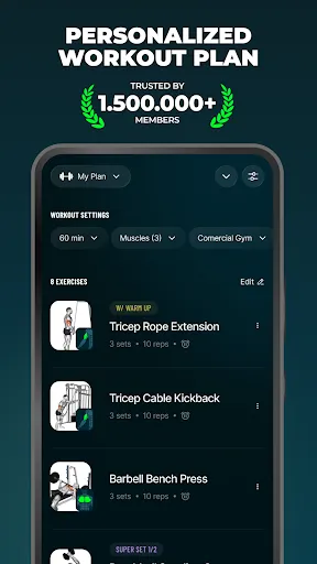 Скриншот 1 — Befit: Gym & Home Workout Plan