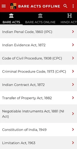 Скриншот 1 — Latest Laws : Indian Bare Acts