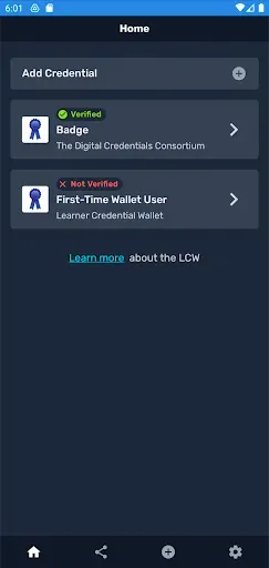 Скриншот 1 — Learner Credential Wallet