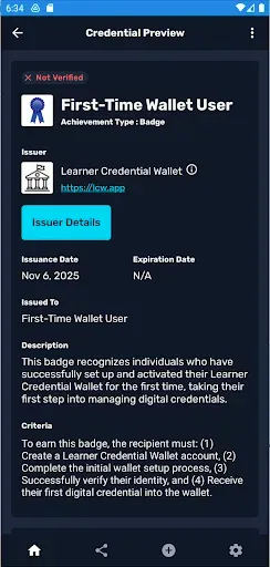 Скриншот 2 — Learner Credential Wallet