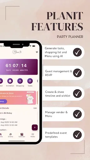 Скриншот 2 — PlanIt: AI Party Planner, RSVP