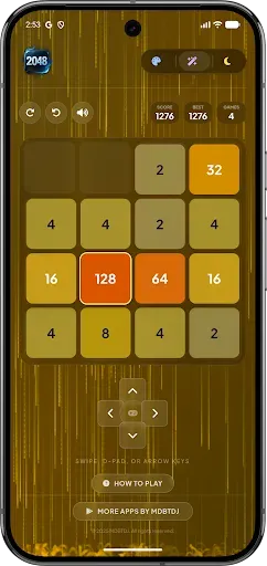 Скриншот 1 — 2048 Pro Offline Glass Edition