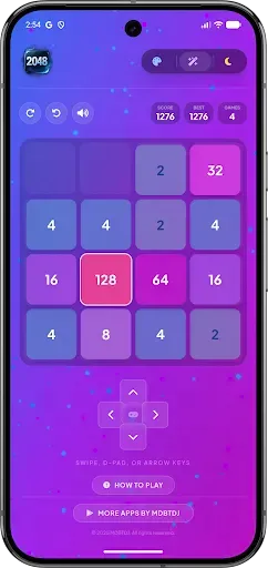 Скриншот 4 — 2048 Pro Offline Glass Edition