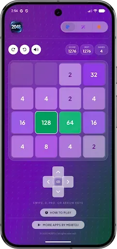 Скриншот 6 — 2048 Pro Offline Glass Edition