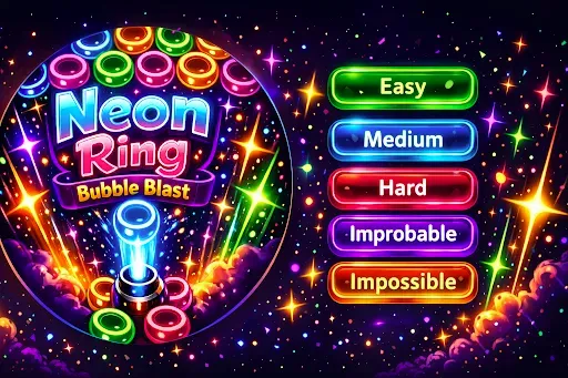 Скриншот 1 — Neon Ring Bubble Blast Offline