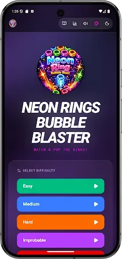 Скриншот 2 — Neon Ring Bubble Blast Offline