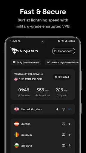 Скриншот 2 — Ninja VPN - Fast & Secure VPN