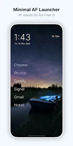 Скриншот 1 — Olauncher. Minimal AF Launcher