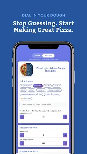 Скриншот 1 — PizzaLogic - Dough Calculator