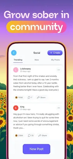 Скриншот 4 — Sober Day Counter - Sunflower