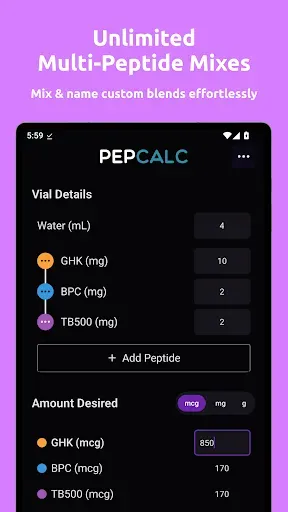Скриншот 8 — PepCalc: Peptide Calculator