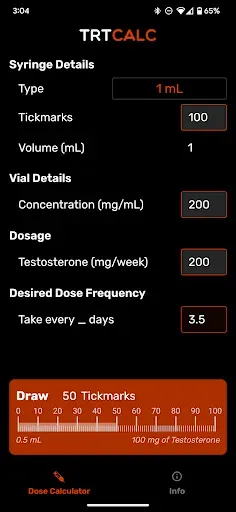 Скриншот 1 — TRTCalc: Testosterone Tool