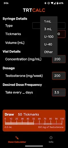 Скриншот 2 — TRTCalc: Testosterone Tool