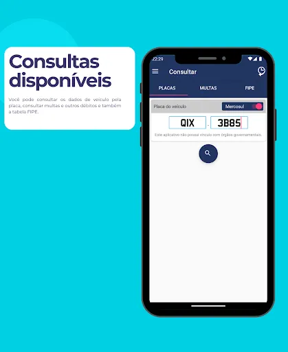 Скриншот 1 — Consulta Placa Preço e Multas