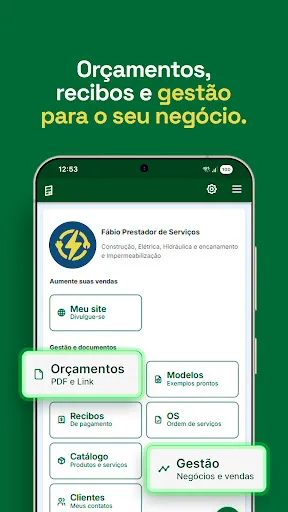 Скриншот 1 — Fazer Orçamento PDF + Gestão