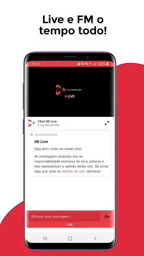 Скриншот 3 — 98 Live, a sua rádio do bem!