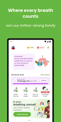 Скриншот 1 — Breathefree: Lung Health App