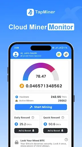 Скриншот 1 — BTC Cloud Mining : TapMiner