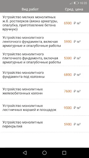 Скриншот 4 — Строительные расценки