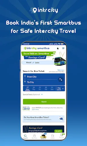 Скриншот 1 — IntrCity: Bus Ticket Booking