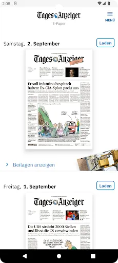Скриншот 1 — Tages-Anzeiger E-Paper