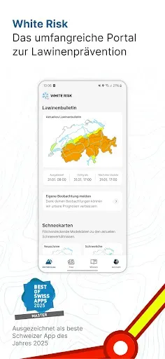 Скриншот 1 — White Risk - SLF Lawinen-App