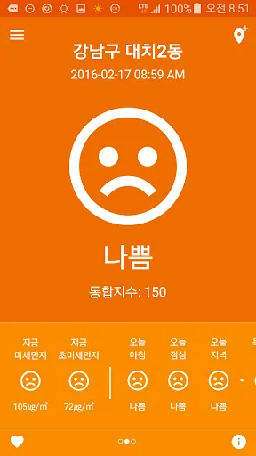 Скриншот 3 — 미세미세 - 미세먼지, 날씨, WHO기준, 알람, 위젯