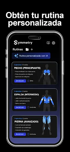 Скриншот 3 — Symmetry: Rutinas Gimnasio IA