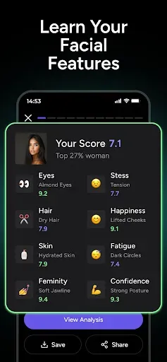 Скриншот 3 — FaceIQ - AI Face Analyzer