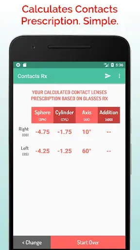 Скриншот 3 — Contact Lens Calculator
