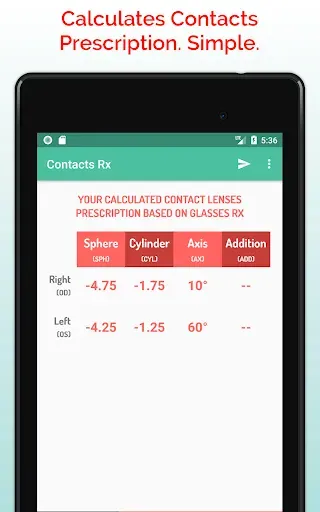 Скриншот 6 — Contact Lens Calculator