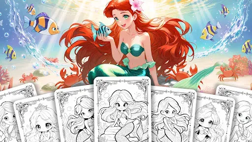 Скриншот 8 — Игра pаскраски для русалки