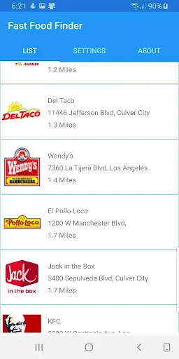 Скриншот 1 — Fast Food Finder