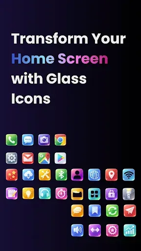 Скриншот 2 — Glass Icon Pack: Glassmorphism