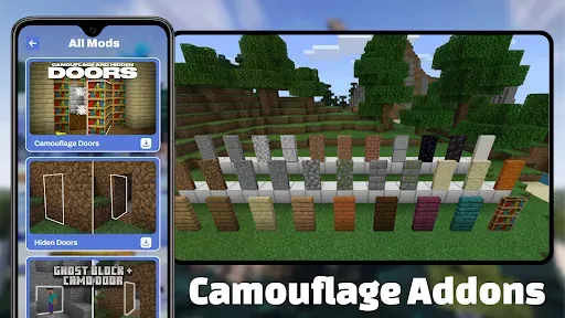 Скриншот 2 — Мод Камуфляжные Двери для MCPE