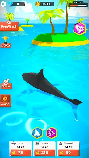 Скриншот 1 — Idle Shark World - Tycoon Game
