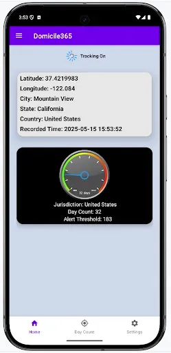 Скриншот 1 — Domicile365 Day Count Tracking