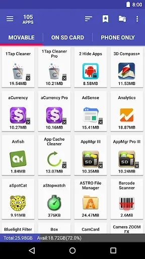 Скриншот 1 — AppMgr Pro III (App 2 SD)
