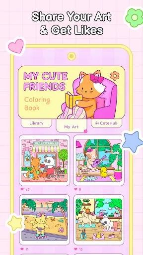 Скриншот 6 — My Cute Friends: Coloring Book