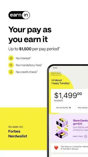 Скриншот 1 — EarnIn: Why Wait for Payday?
