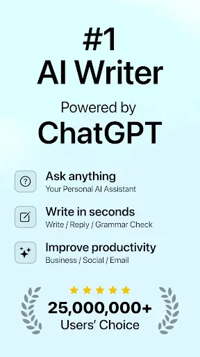 Скриншот 1 — AI Writer: Any Content Writing