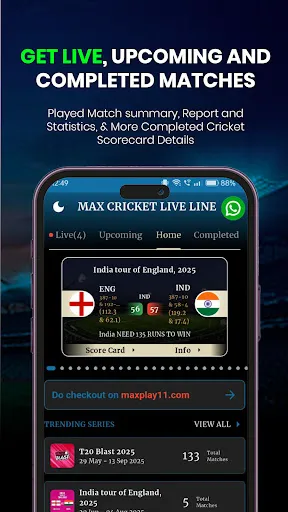 Скриншот 1 — CricMan: Max Cricket Live Line
