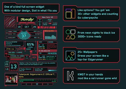 Скриншот 1 — Cyberpunk Icons & KWGT Widget