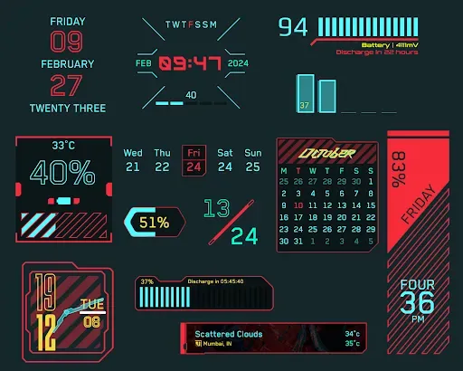 Скриншот 2 — Cyberpunk Icons & KWGT Widget