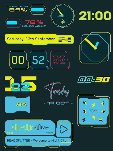 Скриншот 3 — Cyberpunk Icons & KWGT Widget