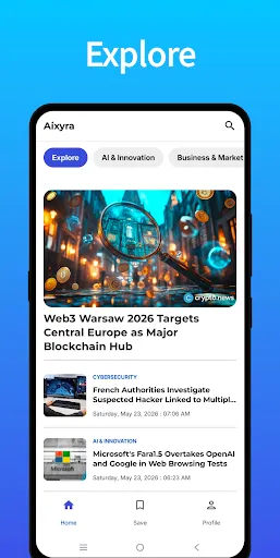 Скриншот 1 — Aixyra - AI & Tech News