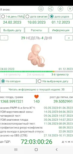 Скриншот 3 — Календарь беременности и родов