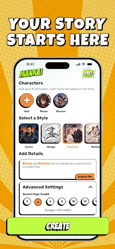 Скриншот 2 — MANKAI: AI Manga & Comic Maker